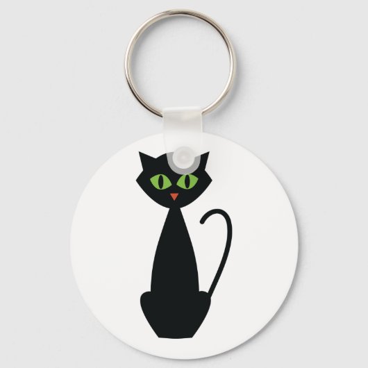 Green Eyed Black Cat Sleutelhanger (Achterkant)