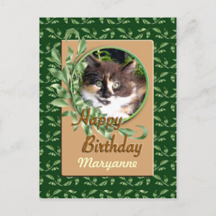 Green Eyed Calico Kitten Happy Birthday Briefkaart