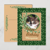 Green Eyed Calico Kitten Happy Birthday Briefkaart (Voorkant / Achterkant)
