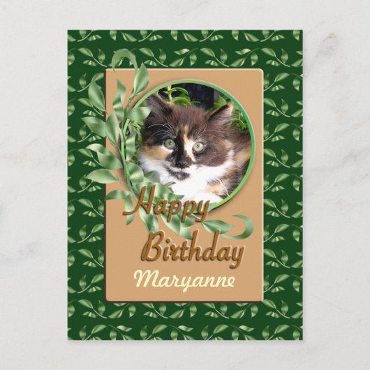 Green Eyed Calico Kitten Happy Birthday Briefkaart (Voorkant)