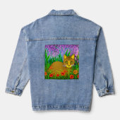 Green Eyed Cat in een bloementuin Denim Jacket (Achterkant)