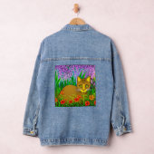 Green Eyed Cat in een bloementuin Denim Jacket (Hangar)