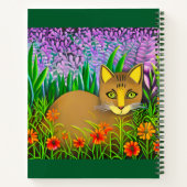 Green Eyed Cat in een Flower Garden Journal Notitieboek (Achterkant)