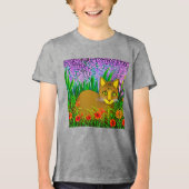 Green Eyed Cat in het T-shirt van een Flower Garde (Voorkant)