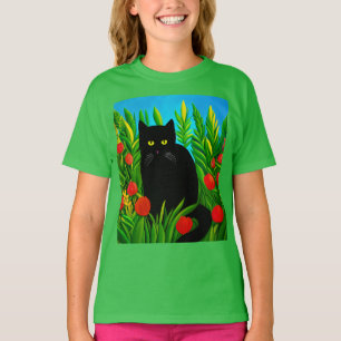 Green Eyed Cat in het T-shirt van een Flower Garde