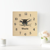 Green Eyed Cat Rustc Vierkante Klok (Huis)