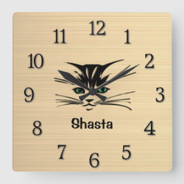 Green Eyed Cat Rustc Vierkante Klok