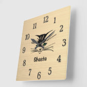 Green Eyed Cat Rustc Vierkante Klok (Hoek)