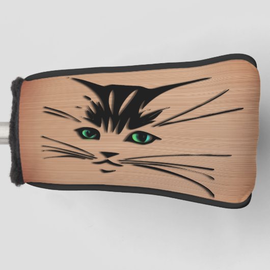 Green Eyed Cat Rustic Golfheadcover (Voorkant)
