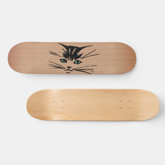 Green Eyed Cat Rustic Persoonlijk Skateboard (Horizontaal)