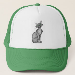Green Eyed Creepy Cat Trucker Pet
