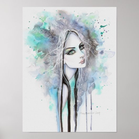 Green Eyed Ghost 12 x 16 Abstract Fantasy Portret Poster (Voorkant)