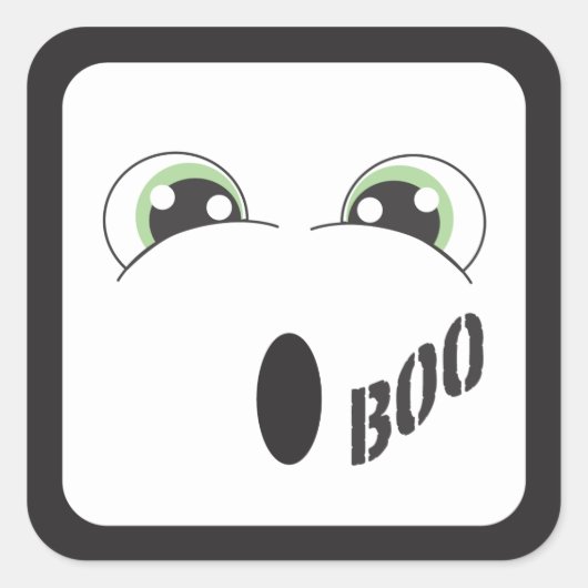 Green Eyed Ghost Happy Halloween Vierkante Sticker (Voorkant)
