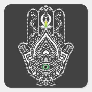 Green Eyed Protector Hamza Hand Vierkante Sticker