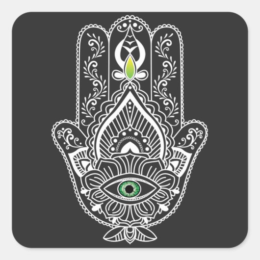 Green Eyed Protector Hamza Hand Vierkante Sticker (Voorkant)