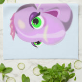 Green Eyed Purple Fish Kitchen Towel Cartoon Theedoek (Gevouwen)