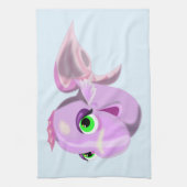 Green Eyed Purple Fish Kitchen Towel Cartoon Theedoek (Verticaal)
