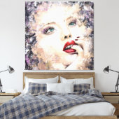 Green Eyed  Woman Abstract Origineel schilderen Canvas Afdruk (Insitu (Slaapkamer))