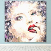 Green Eyed  Woman Abstract Origineel schilderen Canvas Afdruk (Insitu (Houten vloer))