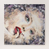 Green Eyed Woman Abstract Origineel schilderen Legpuzzel (Horizontaal)