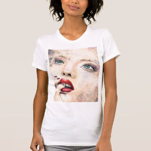 Green Eyed  Woman Abstract Origineel schilderen T-shirt