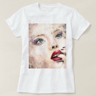 Green Eyed  Woman Abstract Origineel schilderen T-shirt