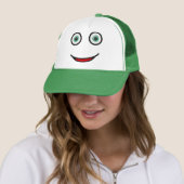 Green Eyes Happy Face Trucker Hat Pet (In situ)