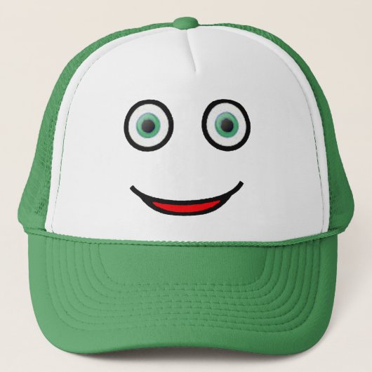 Green Eyes Happy Face Trucker Hat Pet (Voorkant)