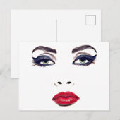 Green Eyes Red Lips Vrouw ziet originele make-upku Briefkaart (Voorkant / Achterkant)