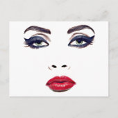 Green Eyes Red Lips Vrouw ziet originele make-upku Briefkaart (Voorkant)