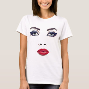 Green Eyes Red Lips Vrouw ziet originele make-upku T-shirt