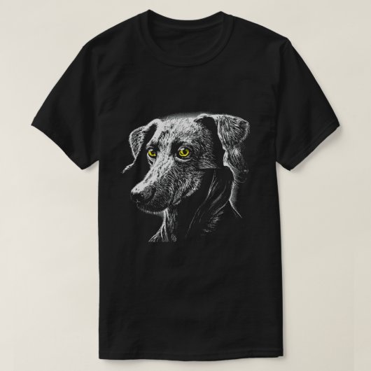 Green Eyes Scratchboard Mutt T-shirt (Design voorkant)