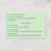 Green Fabric designer mode couture Visitekaartje (Achterkant)