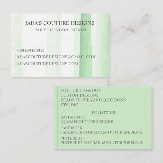 Green Fabric designer mode couture Visitekaartje (Voorkant / Achterkant)