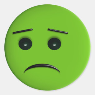 Green Face Frowns Ronde Sticker