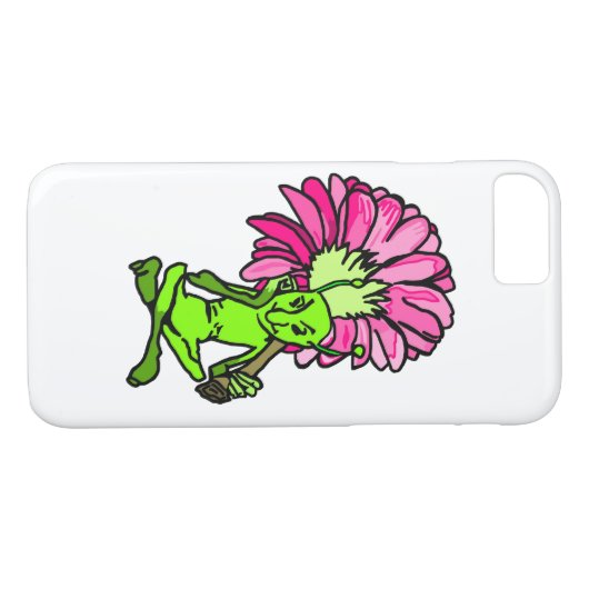 Green Faerie Holding Flower iPhone Case (Achterkant (Horizontaal))