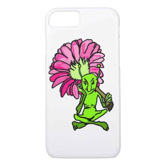 Green Faerie Holding Flower iPhone Case (Achterkant)