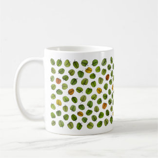 Green Fagus Leaf Pattern Koffiemok