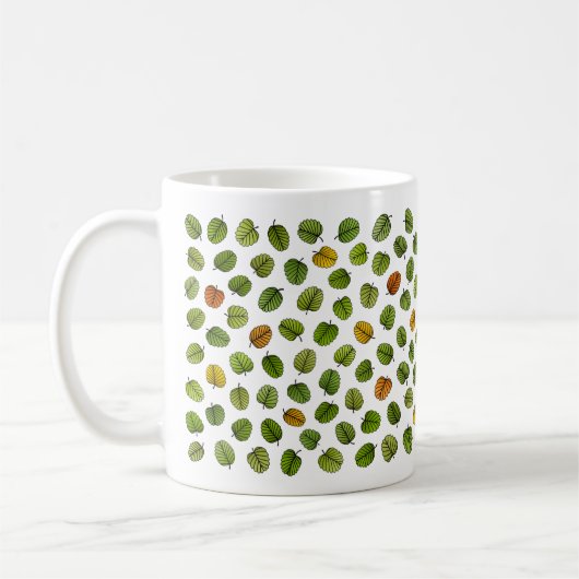 Green Fagus Leaf Pattern Koffiemok (Links)