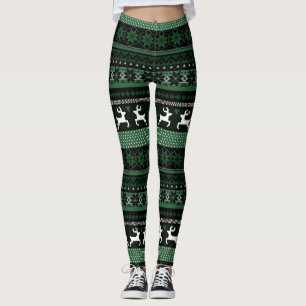 Green Fair Isle Pattern Leggings