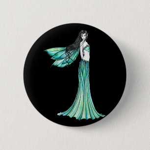 Green Fairy Button Pin