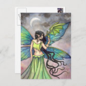 Green Fairy en Dragon Fantasy Art Briefkaart (Voorkant / Achterkant)