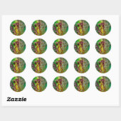 GREEN FAIRY, gele goudzilver rood Ronde Sticker (Vel)