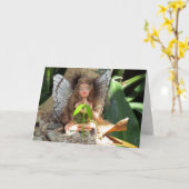 Green Fairy met Seedling Birthday Kaart (Gele Bloem)