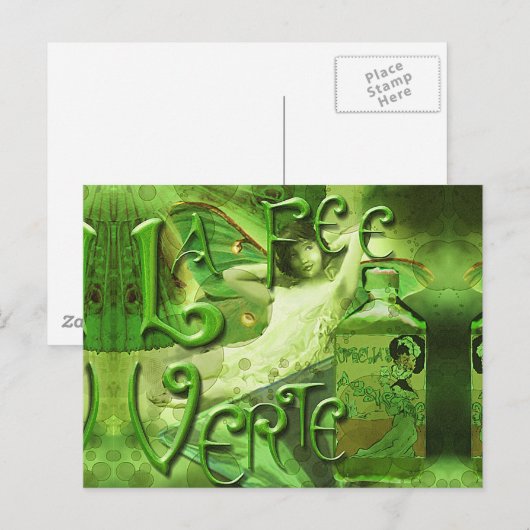 Green Fairy Splashy Collage IV Briefkaart (Voorkant / Achterkant)