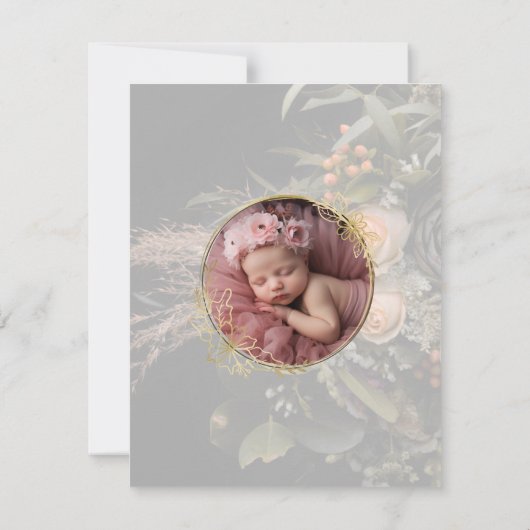 Green Fall Floral Baptism  Bedankkaart (Achterkant)