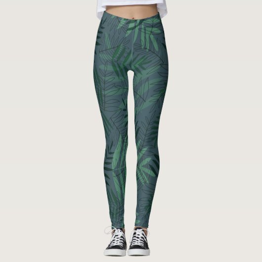 Green Fall Leaves Leggings (Voorkant)