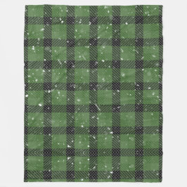 Green family christmas wallpaper fleece deken