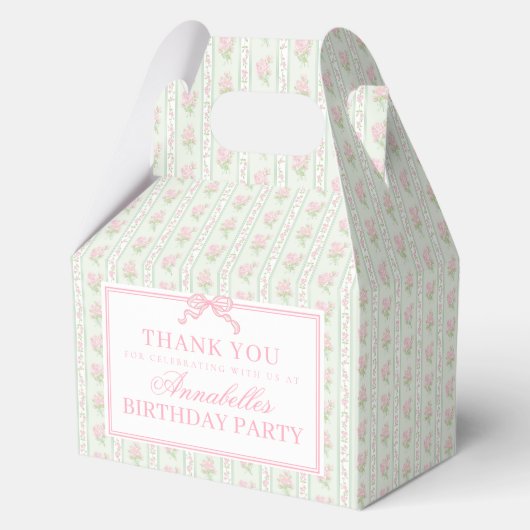 Green Fancy Floral Birthday Party Gable Favor Bedankdoosjes (Voorkant)