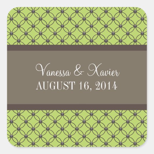 Green Fancy Lattice Wedding Stickers (Voorkant)